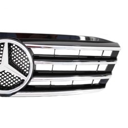 Μάσκα Για Mercedes-Benz C-Class W203 00-07 Amg Look Με 4 Γρίλιες Μαύρο/Χρώμιο 1 Τεμάχιο
