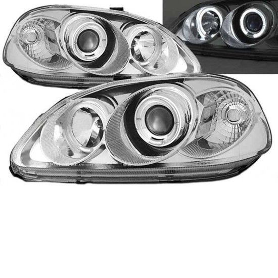 Μπροστινά Φανάρια Set Για Honda Civic 95-99 Angel Eyes Χρωμίου H1/H1 Manual Sonar
