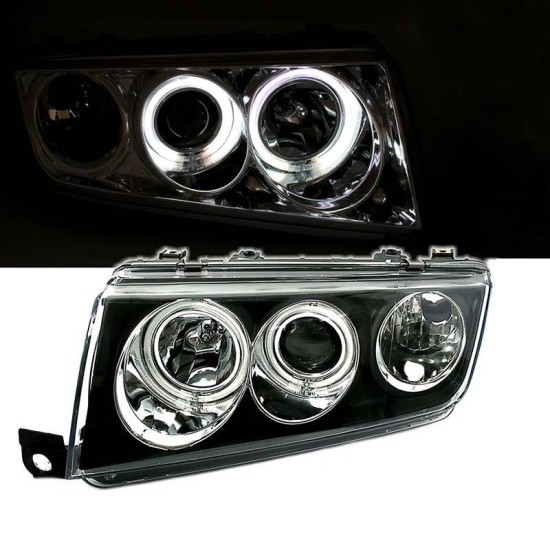 Μπροστινά Φανάρια Set Για Skoda Fabia 6Y 99-07 ccfl Angel Eyes Μαύρα H1/H1 Eagle Eyes
