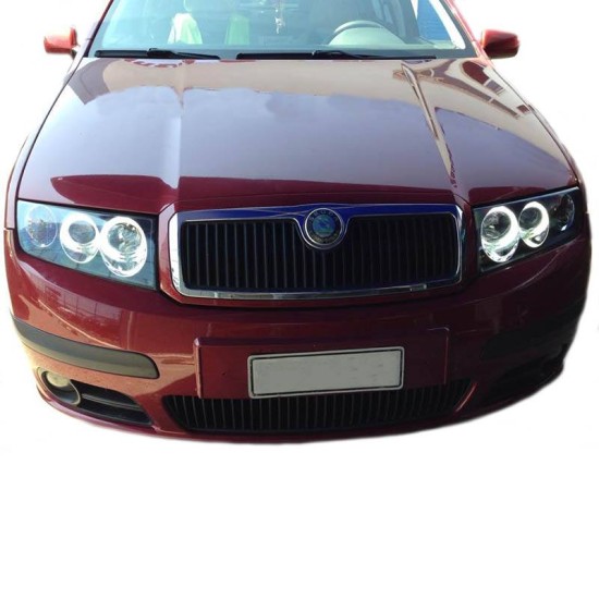 Μπροστινά Φανάρια Set Για Skoda Fabia 6Y 99-07 ccfl Angel Eyes Μαύρα H1/H1 Eagle Eyes