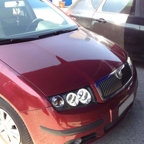 Μπροστινά Φανάρια Set Για Skoda Fabia 6Y 99-07 ccfl Angel Eyes Μαύρα H1/H1 Eagle Eyes