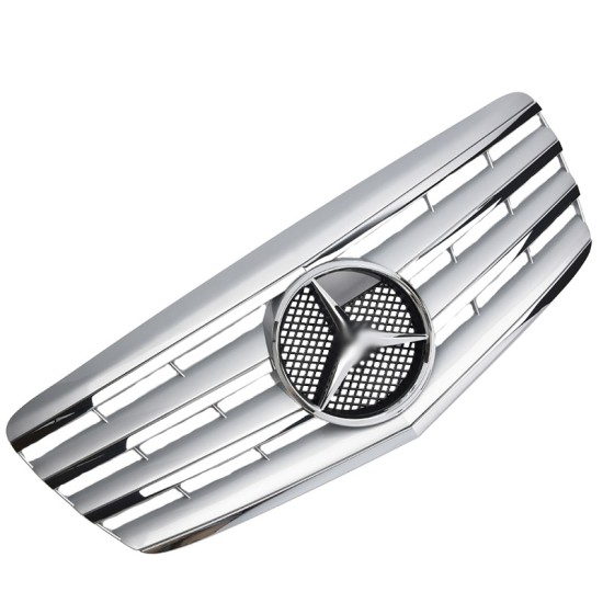 Μάσκα Για Mercedes-Benz E-Class W211 06-09 Amg Look Με 4 Γρίλιες Ασημί/Χρώμιο 1 Τεμάχιο