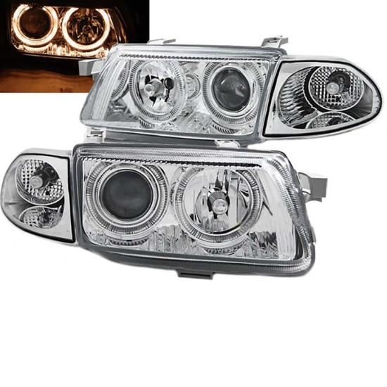 Μπροστινά Φανάρια Set Για Opel Astra F 94-98 Angel Eyes Χρωμίου H1/H7 Depo