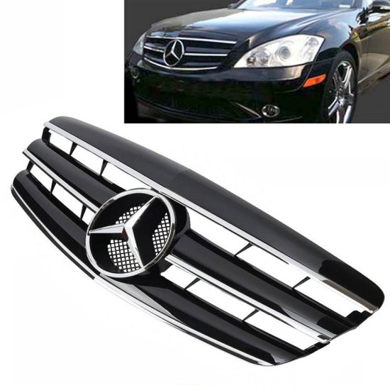 Μάσκα Για Mercedes-Benz S-Class W221 05-09 Amg Look Με 3 Γρίλιες Μαύρο/Χρώμιο 1 Τεμάχιο