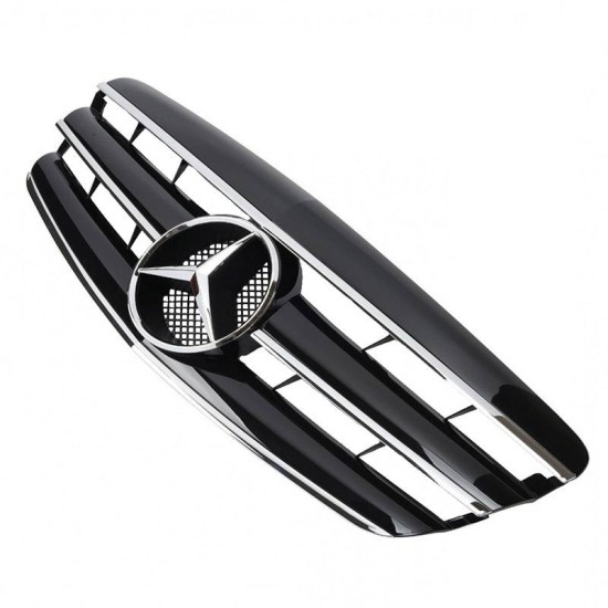 Μάσκα Για Mercedes-Benz S-Class W221 05-09 Amg Look Με 3 Γρίλιες Μαύρο/Χρώμιο 1 Τεμάχιο