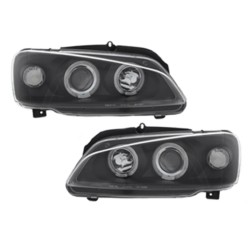 Μπροστινά Φανάρια Set Για Peugeot 106 96-03 Angel Eyes Μαύρα H1/H1 Manual JunYan Μπροστινά Φανάρια Set Για Peugeot 106 96-03 Angel Eyes Μαύρα H1/H1 Manual JunYan
