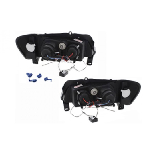 Μπροστινά Φανάρια Set Για Peugeot 106 96-03 Angel Eyes Μαύρα H1/H1 Manual JunYan