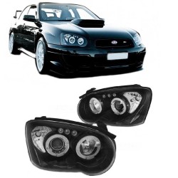 Μπροστινά Φανάρια Set Για Subaru Impreza 02-05 Angel Eyes & Led Μαύρα H3/H1 Manual Junyan Μπροστινά Φανάρια Set Για Subaru Impreza 02-05 Angel Eyes & Led Μαύρα H3/H1 Manual Junyan