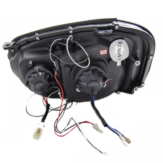 Μπροστινά Φανάρια Set Για Subaru Impreza 02-05 Angel Eyes & Led Μαύρα H3/H1 Manual Junyan
