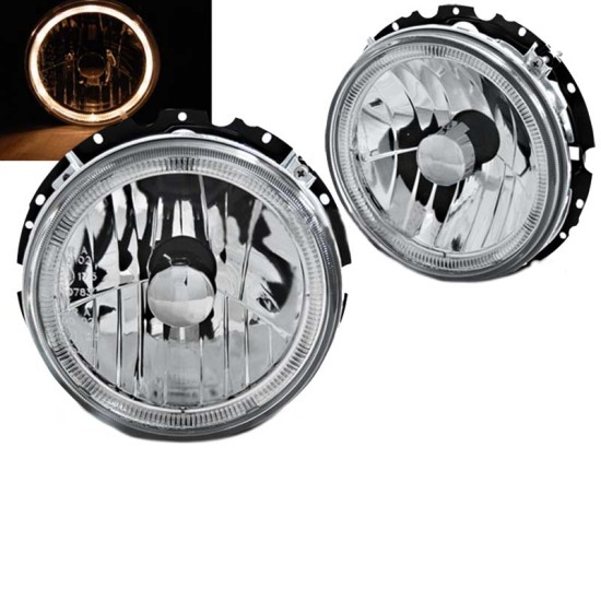 Μπροστινά Φανάρια Set Για Vw Golf 1 74-83 Angel Eyes Χρώμιο H4 Manual Depo