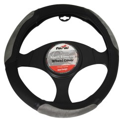 Κάλυμμα Τιμονιού Αυτοκινήτου PU Δίχρωμο Μαύρο/Γκρι Medium 38cm Κάλυμμα Τιμονιού Αυτοκινήτου PU Δίχρωμο Μαύρο/Γκρι Medium 38cm