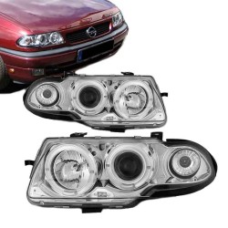 Μπροστινά Φανάρια Set Για Opel Astra F 91-94 Angel Eyes & Led Χρωμίου H1/H1 Manual Sonar