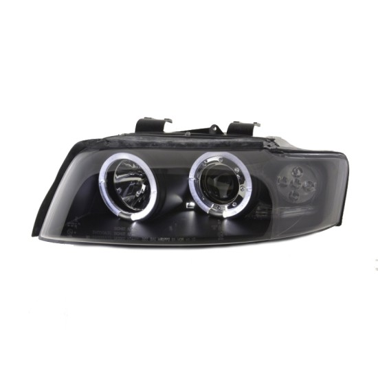 Μπροστινά Φανάρια Set Για Audi A4 B6 00-04 Angel Eyes & Led Μαύρα H1/H1 Sonar