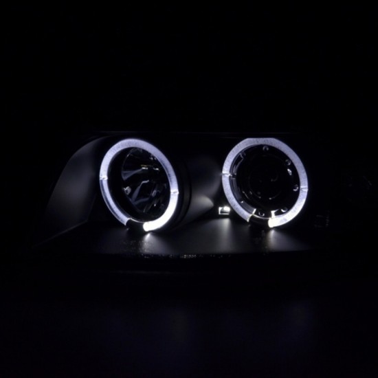 Μπροστινά Φανάρια Set Για Audi A4 B6 00-04 Angel Eyes & Led Μαύρα H1/H1 Sonar
