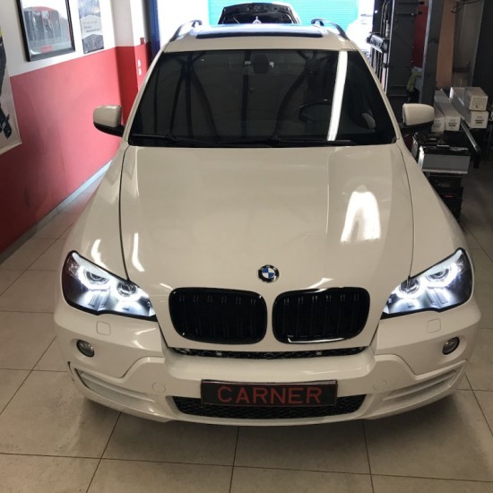 Καρδιές Μάσκας Για Bmw X5 E70 07-13 / X6 E71 08-14 M4 Look Με Διπλή Γρίλια Μαύρο Γυαλιστερό Με 6 Γρίλιες 2 Τεμάχια