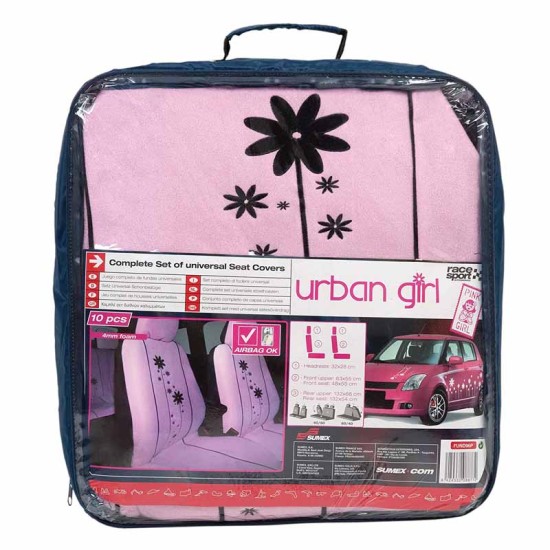 Καλύμματα Υφασμάτινα Urban Girl Ροζ Σετ Εμπρός-Πίσω 15 Τεμάχια FUND96P