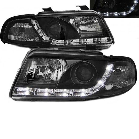Μπροστινά Φανάρια Set Για Audi A4 B5 99-00 DRL Μαύρα H1/H1 Sonar