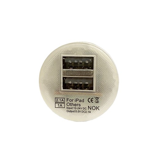 Φορτιστής Αναπτήρα Αυτοκινήτου Με 2 Θύρες Usb 2.1A/1A 12/24V Άσπρο 99056