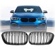 Καρδιές Μάσκας Για Bmw 1 F20 / F21 15-19 M4 Look Με Διπλή Γρίλια Με 14 Γραμμές Μαύρο Γυαλιστερό 2 Τεμάχια