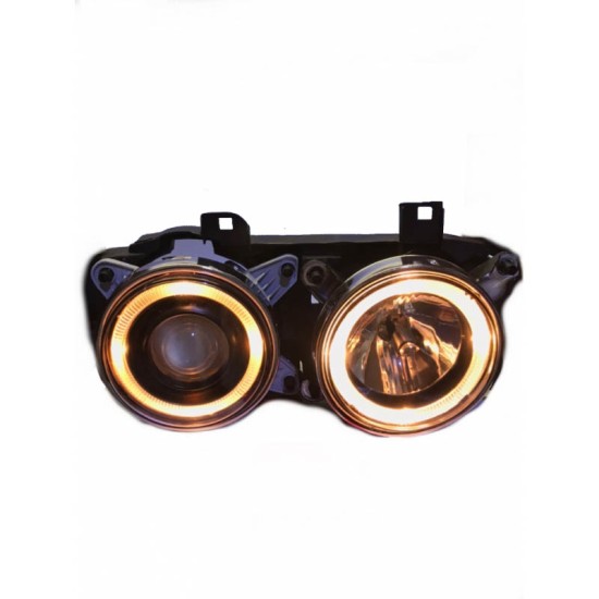 Μπροστινά Φανάρια Set Για Bmw 5 E34 88-95 / 7 E32 86-94 Angel Eyes Μαύρα H1/H1 Carner