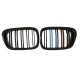Καρδιές Μάσκας Για Bmw 5 E39 96-03 M4 Look Με Διπλή Γρίλια Tri-color / Μαύρο Γυαλιστερό 2 Τεμάχια