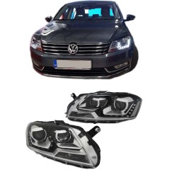 Μπροστινά Φανάρια Set Για Vw Passat B7 10-14 DRL Μαύρα H7/H7 Με Μοτέρ Eagle Eyes
