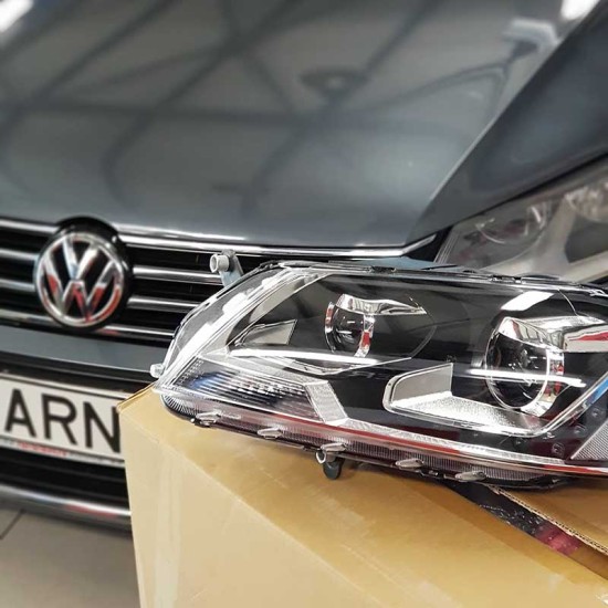 Μπροστινά Φανάρια Set Για Vw Passat B7 10-14 DRL Μαύρα H7/H7 Με Μοτέρ Eagle Eyes