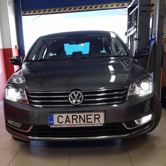Μπροστινά Φανάρια Set Για Vw Passat B7 10-14 DRL Μαύρα H7/H7 Με Μοτέρ Eagle Eyes