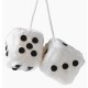 Ζάρια Κρεμαστά Διακοσμητικά Fuzzy Dice Λευκά 7x7cm 2 Τεμάχια