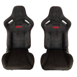Καθίσματα Bucket R8 Suede Alcantara Μαύρο Με Κόκκινες Ραφές Και Carner Logo Ζευγάρι 2 Τεμαχίων Καθίσματα Bucket R8 Suede Alcantara Μαύρο Με Κόκκινες Ραφές Και Carner Logo Ζευγάρι 2 Τεμαχίων