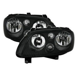 Μπροστινά Φανάρια Set Για Vw Touran / Caddy 03-06 Μαύρα H7/H7 Με Μοτέρ Depo