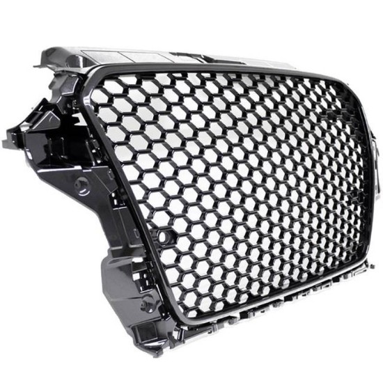 Μάσκα Για Audi A3 8V 12-16 RS3 Look Κυψελωτή Γυαλιστερό Μαύρο 1 Τεμάχιο