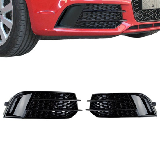 Δίχτυ Προφυλακτήρα Εμπρός Πλαινό Για Audi A1 8X 2010-2014 RS1 Look Γυαλιστερό Μαύρο Αριστερό & Δεξί 2 Τεμάχια