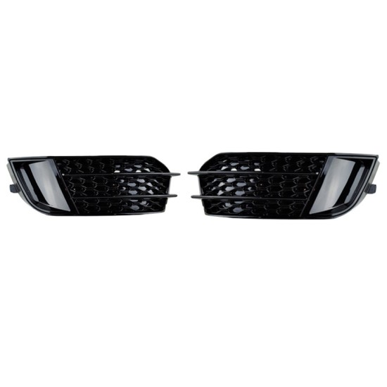 Δίχτυ Προφυλακτήρα Εμπρός Πλαινό Για Audi A1 8X 2010-2014 RS1 Look Γυαλιστερό Μαύρο Αριστερό & Δεξί 2 Τεμάχια