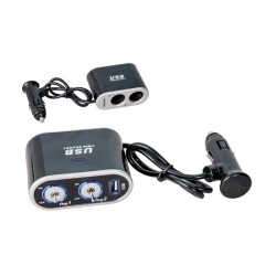 Προέκταση Αναπτήρα Διπλή Με Usb Και Διακόπτες Μαύρη 0115 Προέκταση Αναπτήρα Διπλή Με Usb Και Διακόπτες Μαύρη 0115
