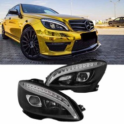 Μπροστινά Φανάρια Set Για Mercedes-Benz C-Class W204 07-10 DRL Tube Lights W222 Look Dynamic Φλας Μαύρα H9/H9 Με Μοτέρ JunYan Μπροστινά Φανάρια Set Για Mercedes-Benz C-Class W204 07-10 DRL Tube Lights W222 Look Dynamic Φλας Μαύρα H9/H9 Με Μοτέρ JunYan