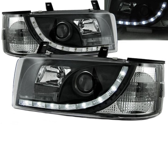 Μπροστινά Φανάρια Set Για Vw T4 90-03 Transporter DRL Μαύρα H1/H1 Sonar