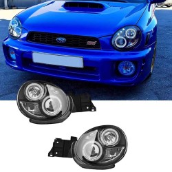 Μπροστινά Φανάρια Set Για Subaru Impreza 00-03 Angel Eyes & Led Μαύρα H1/H1 Manual JunYan Μπροστινά Φανάρια Set Για Subaru Impreza 00-03 Angel Eyes & Led Μαύρα H1/H1 Manual JunYan