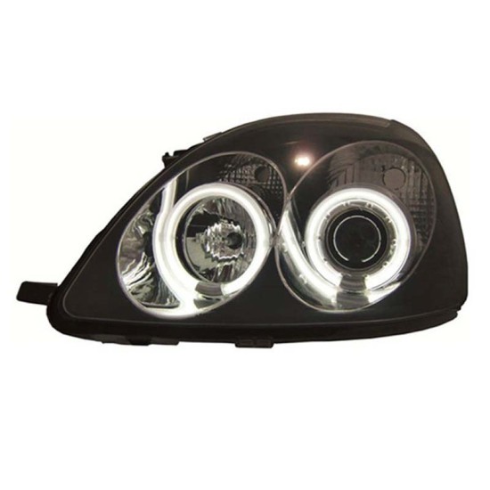 Μπροστινά Φανάρια Set Για Toyota Yaris 99-03 Angel Eyes Μαύρα H1/H1 Manual Sonar