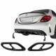 Καπάκια Μαύρα Για Μπούκες Εξάτμισης Amg Look Για Mercedes-Benz W212 FL / W166 C292 / W117 / W205 / X253 / W253