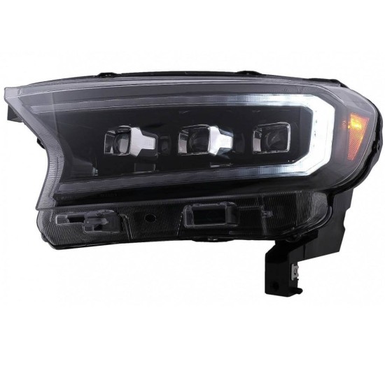 Μπροστινά Φανάρια Set Για Ford Ranger 15-20 DRL Dynamic Start Up Μαύρα Full Led Με Μοτέρ VLand