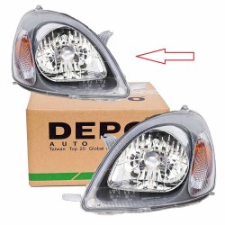 Φανάρι Μπροστινό Δεξί Για Toyota Yaris 99-03 Μαύρο H4 Με Μοτέρ Depo