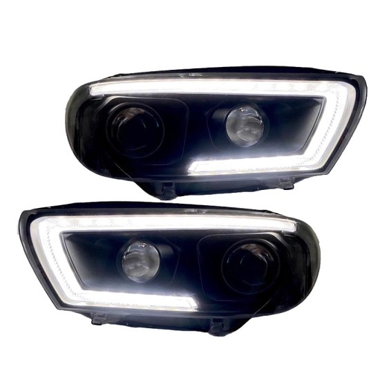 Μπροστινά Φανάρια Set Για Vw Scirocco 08-14 DRL Dynamic  Μαύρα H7/H1 Με Μοτέρ Sonar