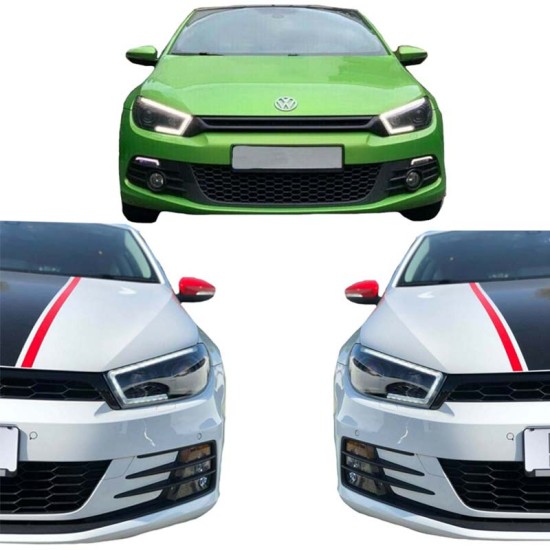 Μπροστινά Φανάρια Set Για Vw Scirocco 08-14 DRL Dynamic  Μαύρα H7/H1 Με Μοτέρ Sonar