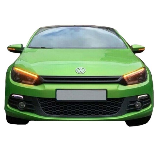 Μπροστινά Φανάρια Set Για Vw Scirocco 08-14 DRL Dynamic  Μαύρα H7/H1 Με Μοτέρ Sonar