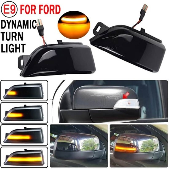 Φλας Καθρέπτη Για Ford Ranger T6 12-19 Dynamic Led Φιμέ 2 Τεμάχια