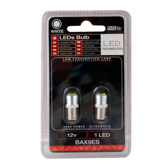 Λάμπες Led BA9S T4W 12volt Λευκές Racesport LIT16BN 2 Τεμάχια