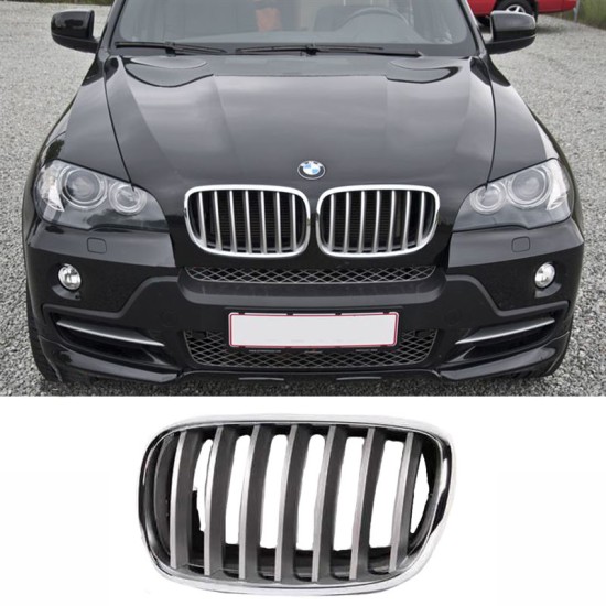 Καρδιά Μάσκας Αριστερή Για Bmw X5 E70 07-13 / X6 E71 08-14 Χρώμιο/Ασημί 1 Τεμάχιο