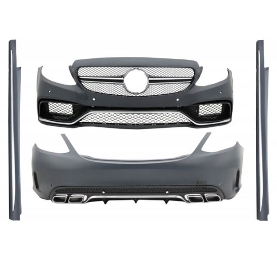 Body Kit Για Mercedes-Benz C-Class W205 14-18 Sedan Amg C63 Look Με Μάσκα & Μπούκες