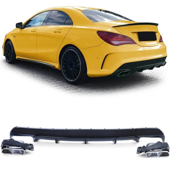 Diffuser Πίσω Προφυλακτήρα Για Mercedes-Benz CLA C117 13-16 Amg Look Για Amg Sport Line Προφυλακτήρες Σετ Με Μπούκες Από Abs Πλαστικό